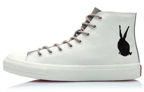 Li Ning CF COUNTERFLOW Tracing Non slip Lightweight High top Canvas Shoes Men's Pure White