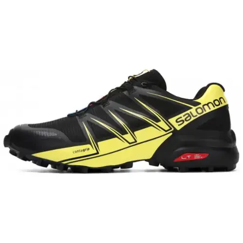 SALOMON SPEEDCROSS PRO Slip Resistant, Abrasion Resistant, Lightweight Low top Hiking Shoes Men's Black Yellow