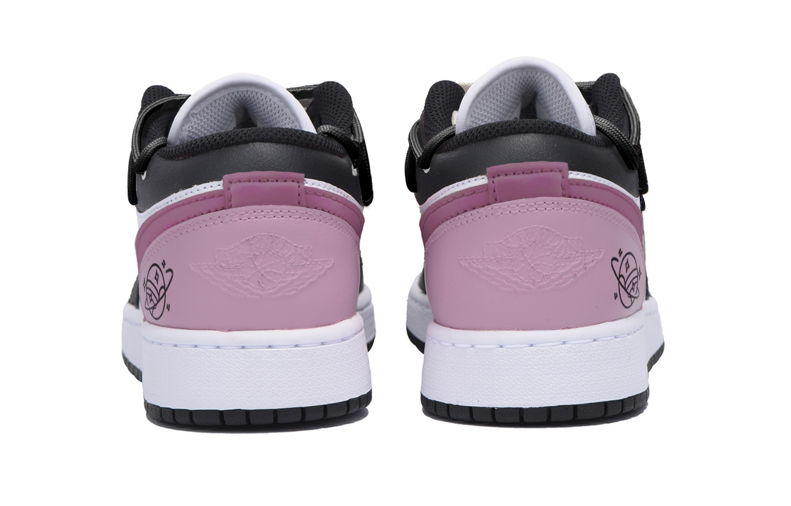 Jordan Air Jordan 1 Slip Resistant Abrasion Resistant Low top Vintage Basketball Shoes Men’s Black Pink