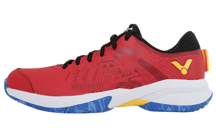 One Piece x VICTOR Fabric Stable Slip Resistant Cushioning Low top Badminton Shoes Unisex Red