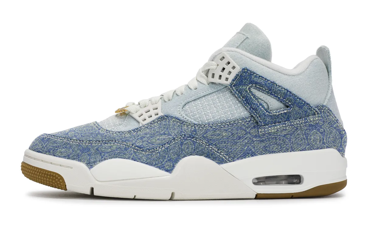 Jordan Air Jordan 4 811 Manufacturing, Cashews Denim Mid top Vintage Basketball Shoes Unisex White Blue