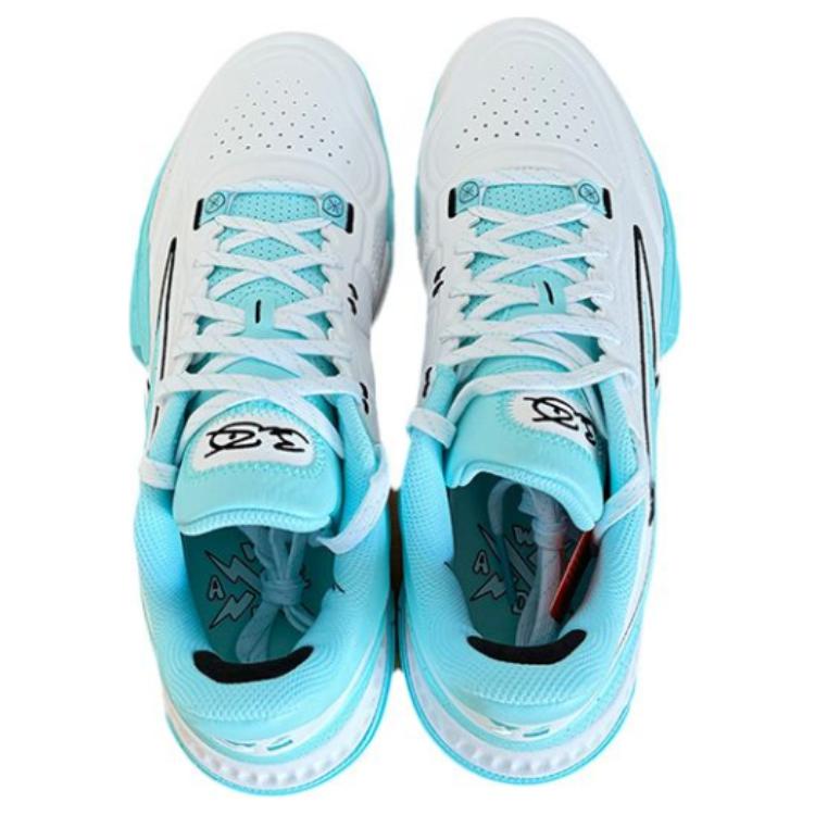 Li Ning Slip Resistant, Abrasion Resistant, Lightweight Low top Basketball Shoes Men’s White Blue