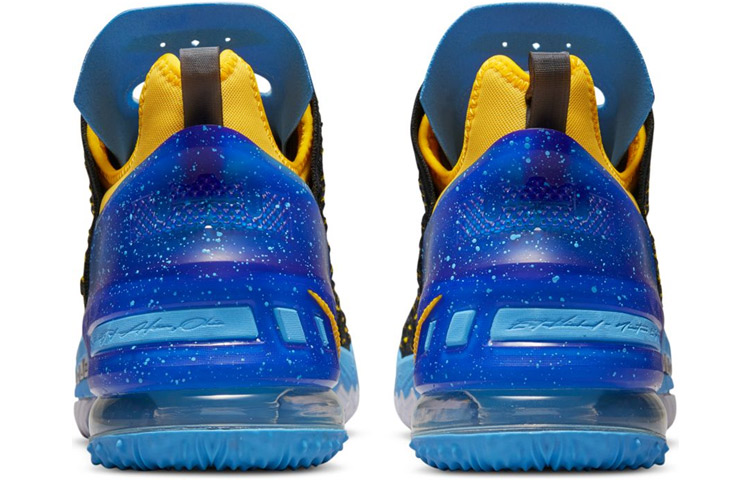 Мужские кроссовки Nike Lebron 18 EP "Minneapolis Lakers" (черно-сине-желтые) — Чёрный / синий / жёлтый — фото 5
