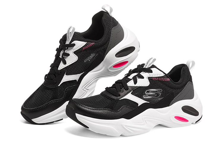 Женские кроссовки Skechers Stamina Airy (черно-белые) — фото 3