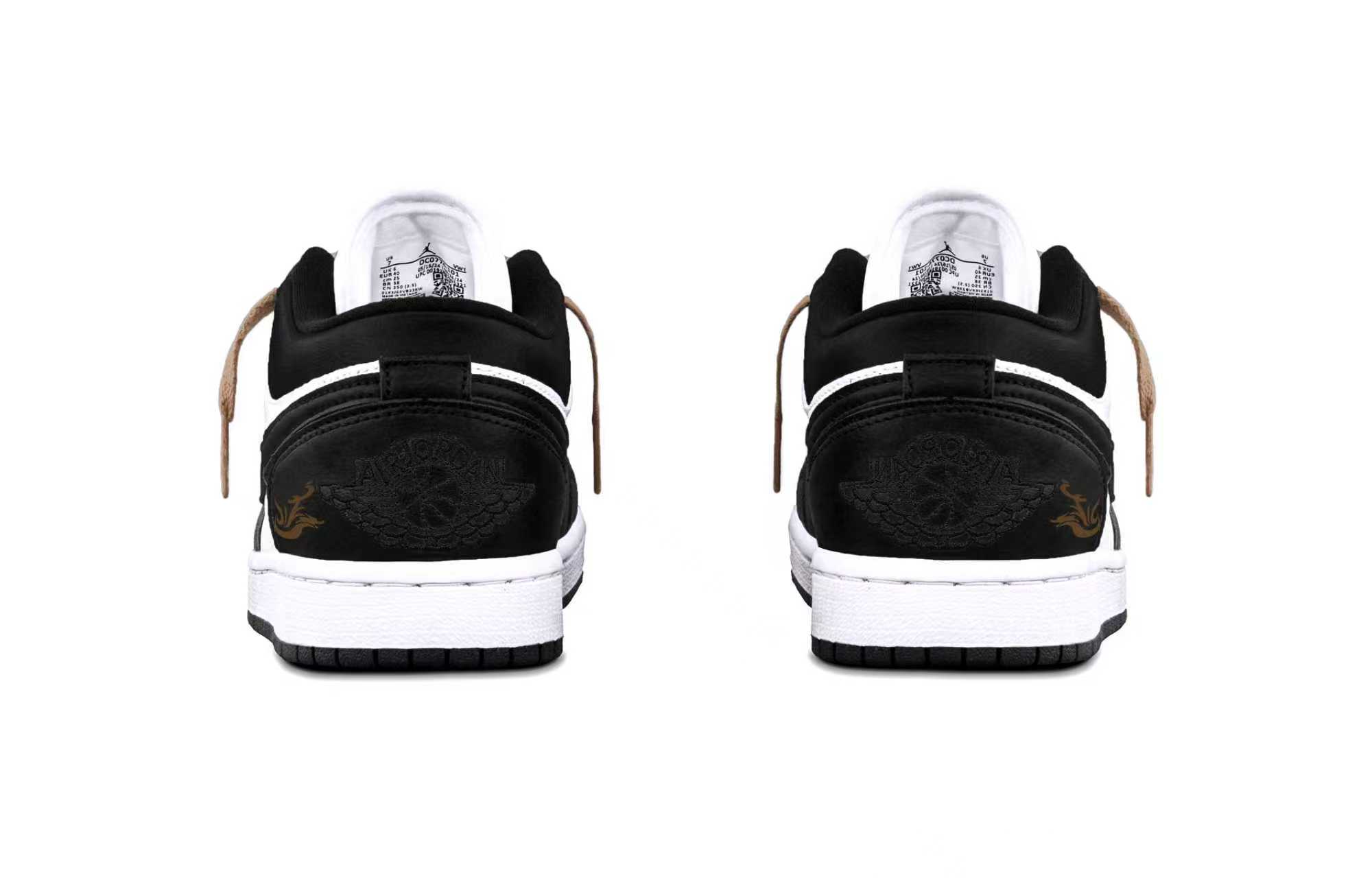 Jordan Air Jordan 1 Ink Dragon Shadow Brown Abrasion Resistant Low top Vintage Basketball Shoes Unisex