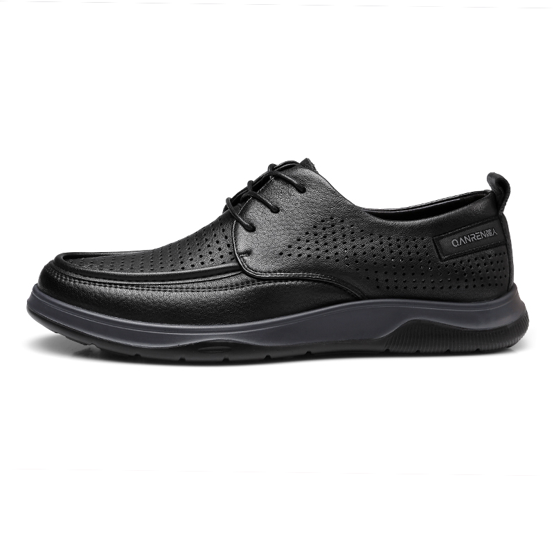 QIANGREN 3515 Summer Men's Genuine Leather Soft Sole Casual Leather Shoes With Sheepskin