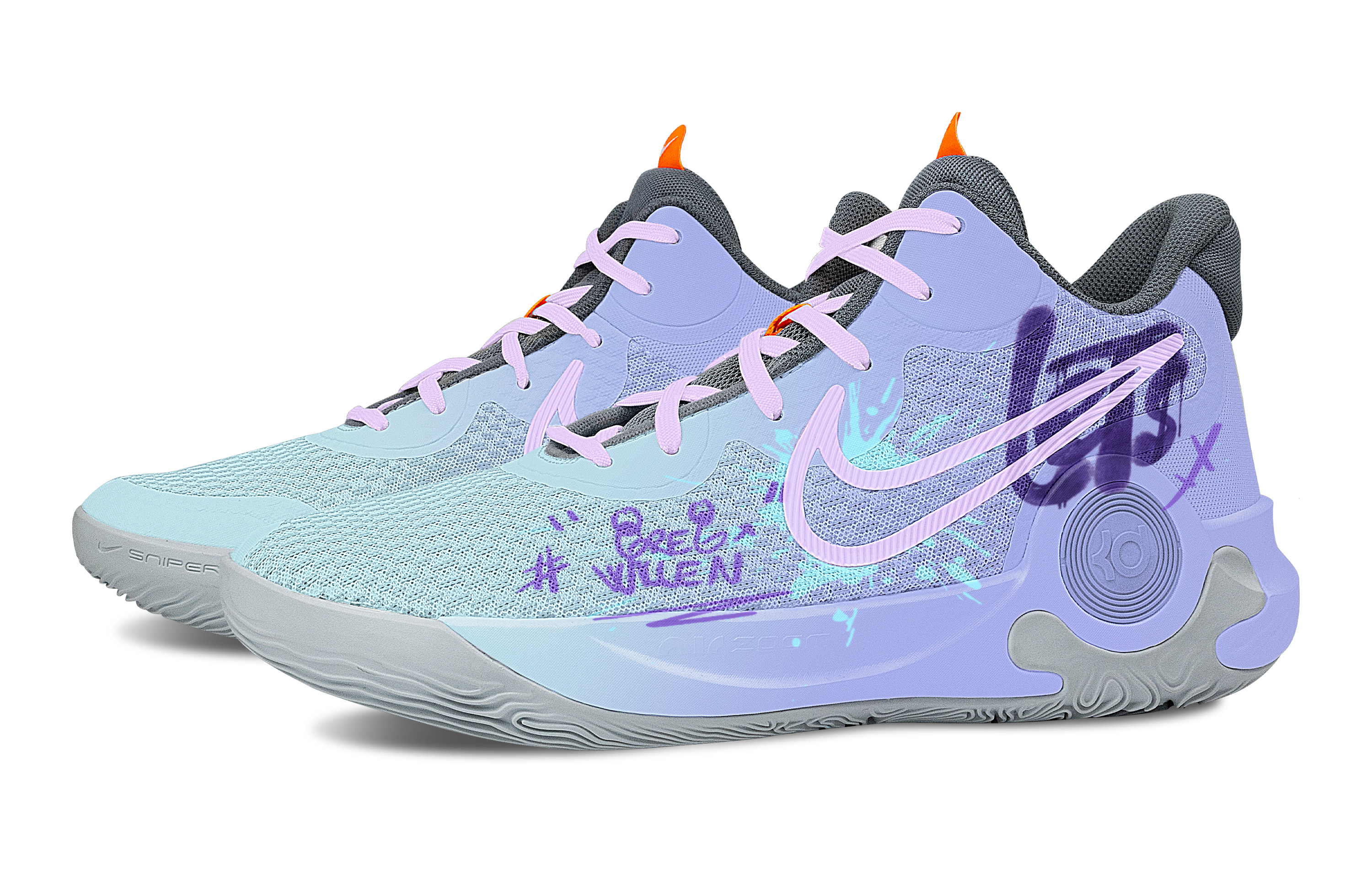 Nike KD Trey 5 IX Trendy Fantasy Cushioning, Wear Resistant Mid top Basketball Shoes Unisex Blue Purple