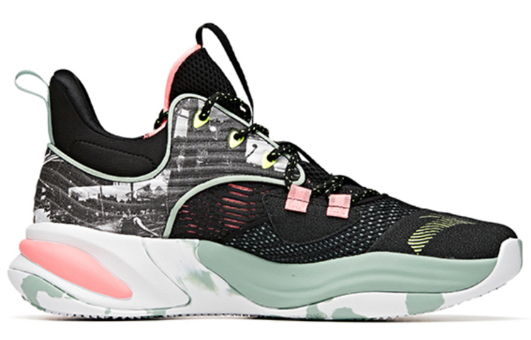 ANTA Basketball Shoes Men’s Low Top Black Pink Green