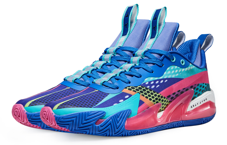 RIGORER Stop Ge 1.0 Cushioning Slip Resistant Abrasion Resistant Low top Basketball Shoes Unisex Blue Pink