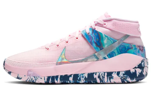 Nike KD 13 Aunt Pearl Breast Cancer Round Head Comfort Fabric Shock Absorbent Anti-slip Wear Resistant Middle Top Air Zoom Basketball Shoes Men and Women Pink Foreign Version
