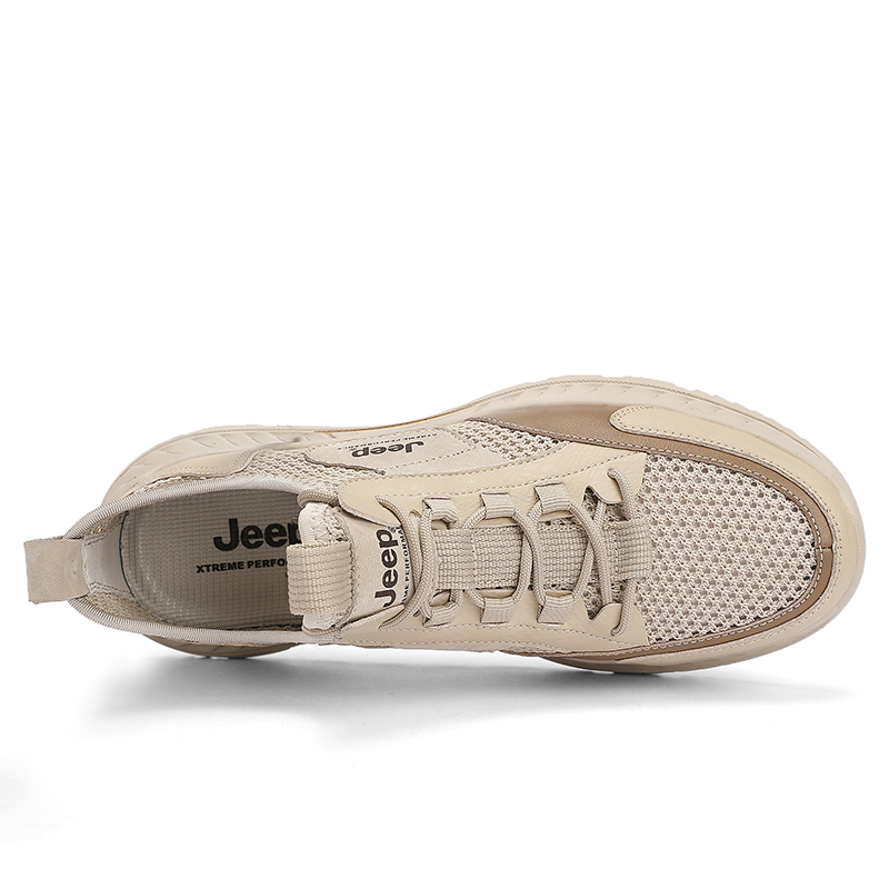 Jeep Abrasion Resistant Cushioning, Odor Resistant Low top Mountaineering Hiking Shoes Men’s Beige
