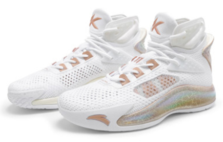 Anta Thompson KT5 Have Fun Fabric Slip Resistant Abrasion Resistant Support High top Basketball Shoes Men’s White Gold