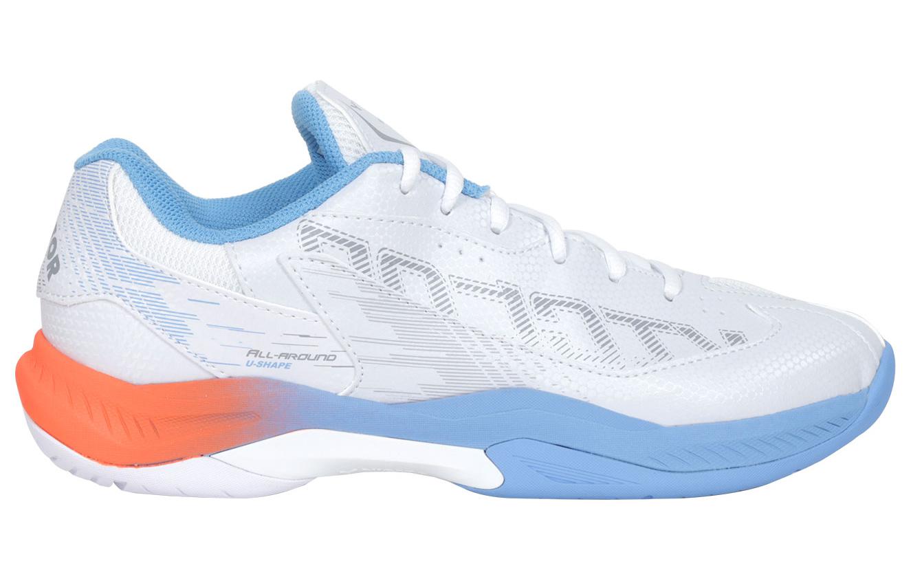 VICTOR Mesh, Synthetic Leather Cushioning Slip Resistant Abrasion Resistant Low top Badminton Shoes Unisex White Blue
