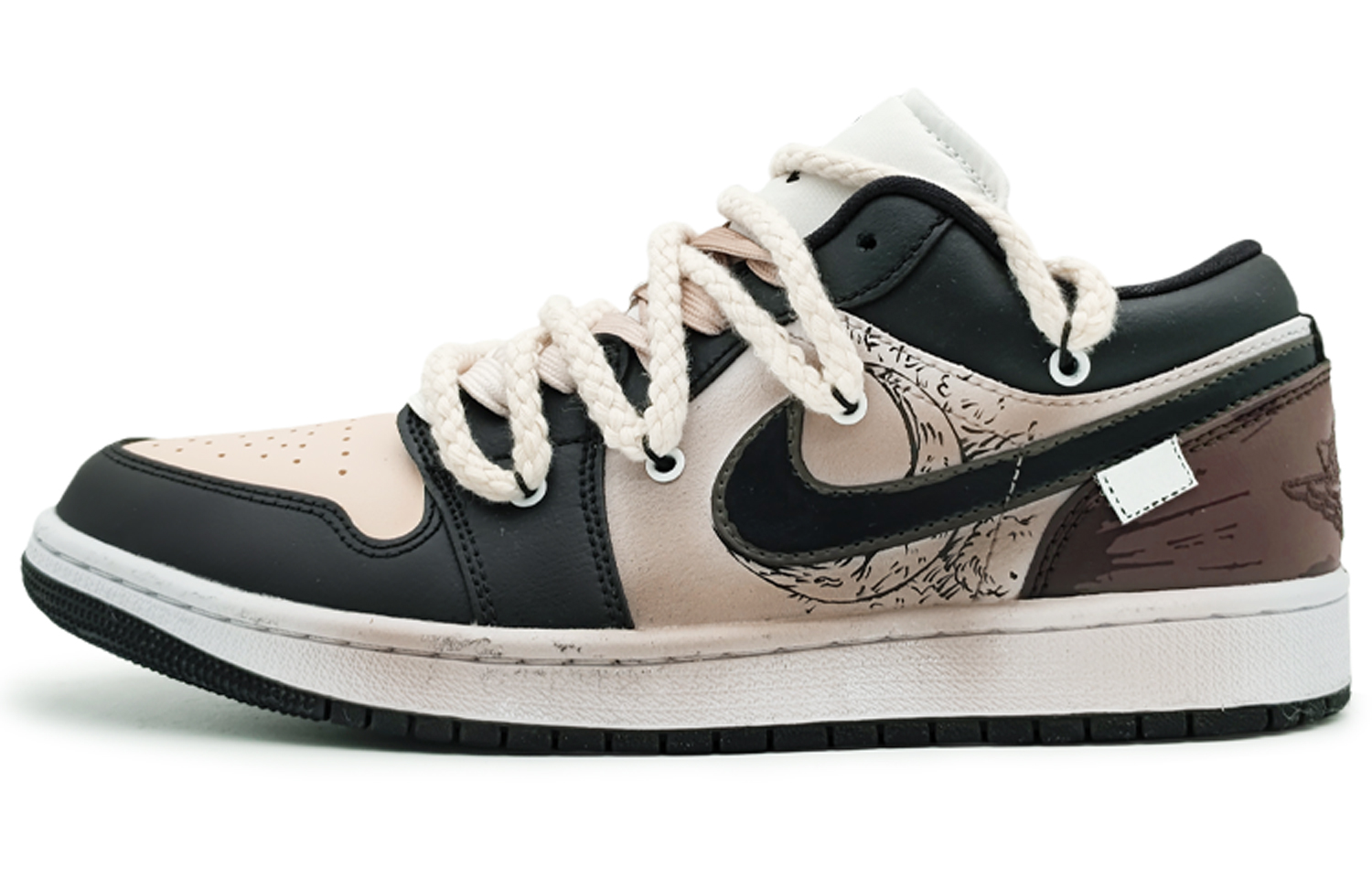 Jordan Air Jordan 1 'Panda Low top Vintage Basketball Shoes Women's Beige Brown
