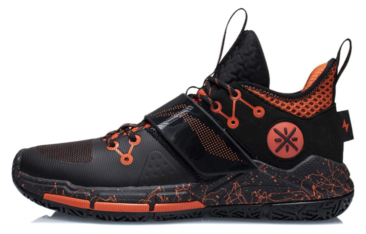 LiNing Wade Block Comfortable and Versatile Fabric Synthetic Leather Shock Absorbing Anti-Slip Wear Resistant Wrapping Support Low-top Li Ning Cloud Basketball Shoes Men's Black Orange