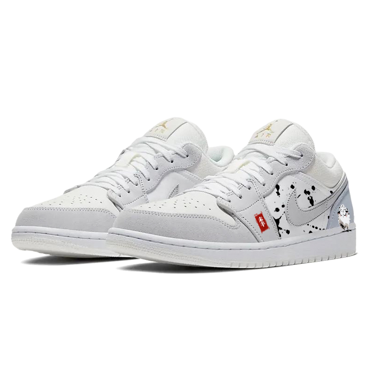 Jordan Air Jordan 1 Vintage Basketball Shoes Unisex Low Top White/Gray