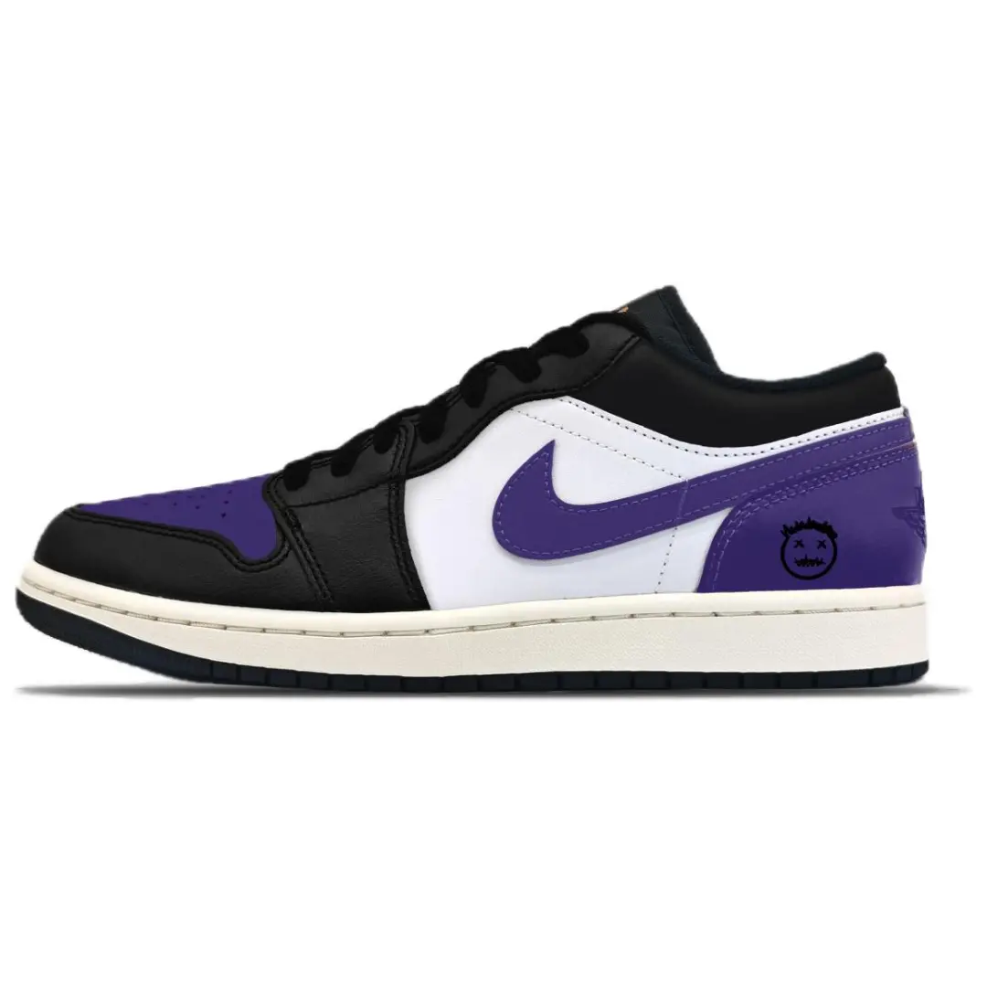 Jordan Air Jordan 1 Abrasion Resistant Abrasion Resistant Low top Vintage Basketball Shoes Unisex Purple Black
