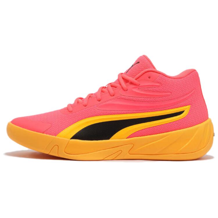 PUMA Court Pro Comfortable Cushioning Breathable Mid top Basketball Shoes Unisex Red Black Yellow