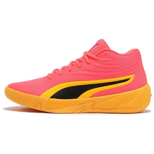 PUMA Court Pro Comfortable Cushioning Breathable Mid top Basketball Shoes Unisex Red Black Yellow