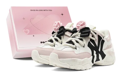 MLB Big Ball Chunky Intense Romantic Cherry Blossom Pink, Camellia Charm, Detachable Low top Chunky Sneakers Unisex