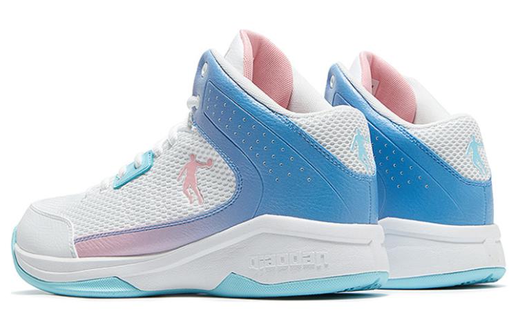 QIAODAN Slip Resistant And Breathable Slip Resistant And Breathable High top Basketball Shoes Men’s White Blue