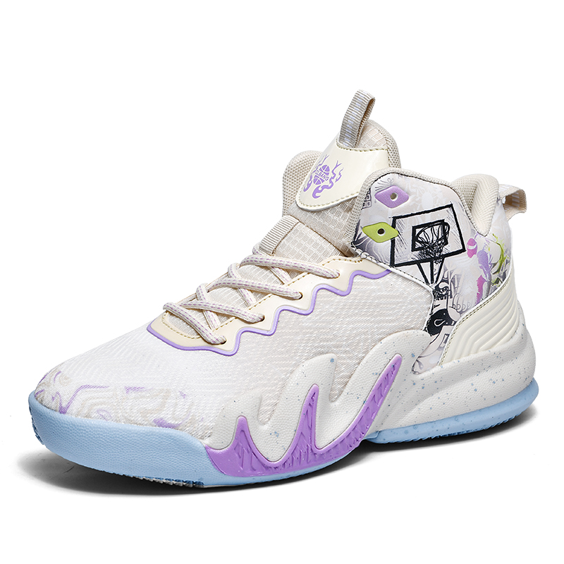 GQWE Slip Resistant Abrasion Resistant Cushioning High top Basketball Shoes Unisex