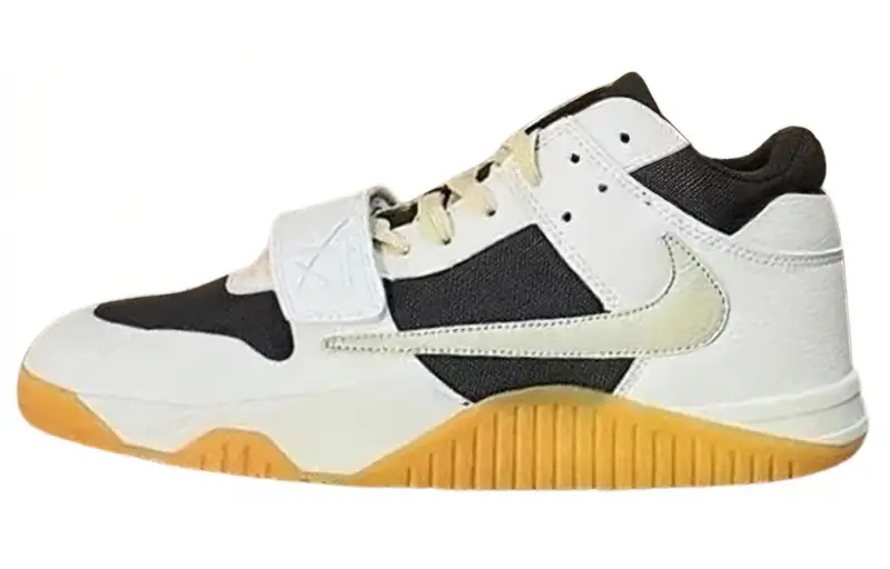 Travis Scott x Jordan Cut The Check Slip Resistant Low top Vintage Basketball Shoes Men's White Black Yellow