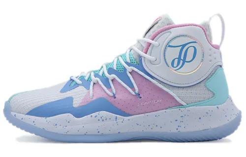 Peak Parker Cavalry Comfortable and Versatile Textile Synthetic Leather Non-Slip and Wear-Resistant Mid-top Basketball Shoes Men's Ocean Blue