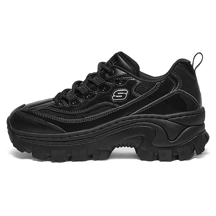 Skechers HI RYZE Cushioning Abrasion Resistant Height Increasing Low top Chunky Sneakers Women's Black