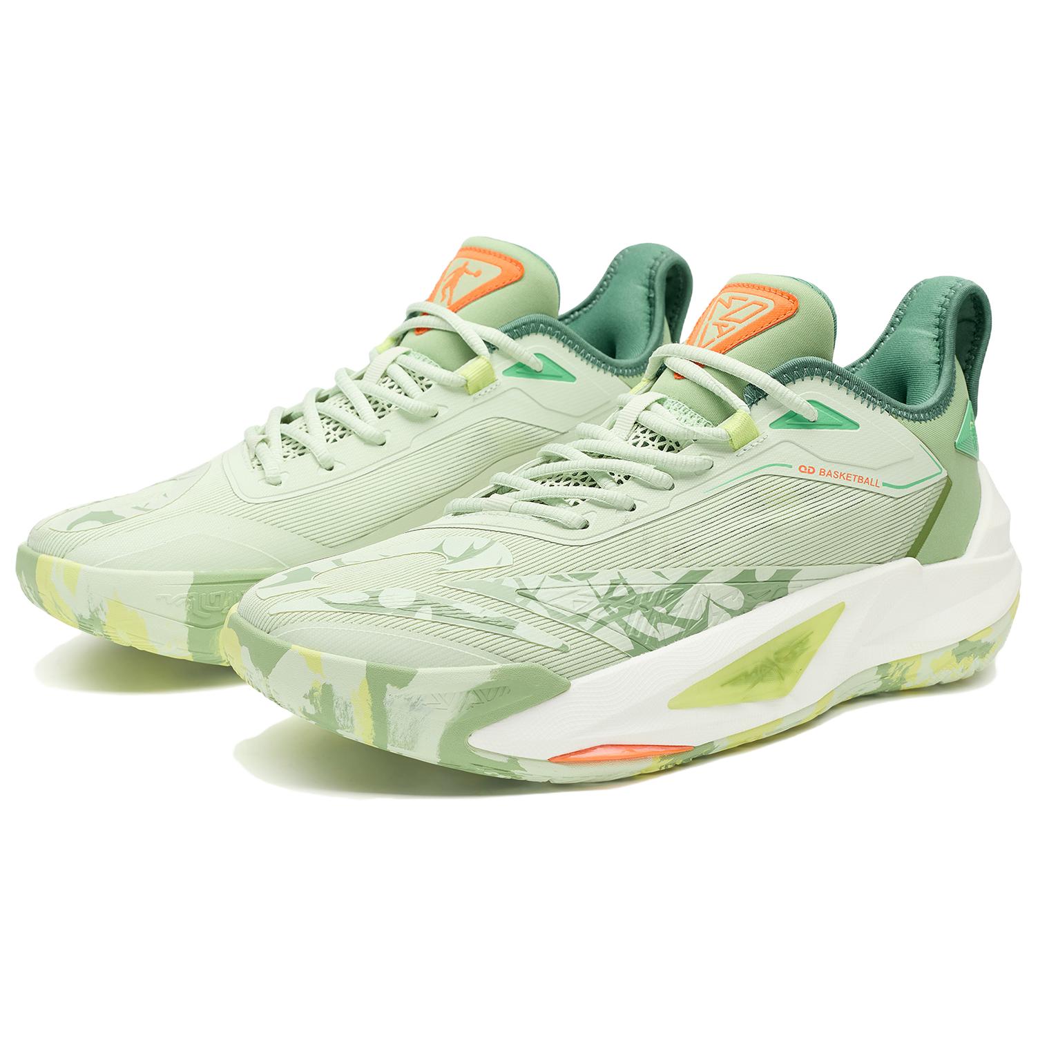 QIAODAN Cushioning, Wear Resistant Low top Basketball Shoes Men’s Frost Leaf Green Barley Green