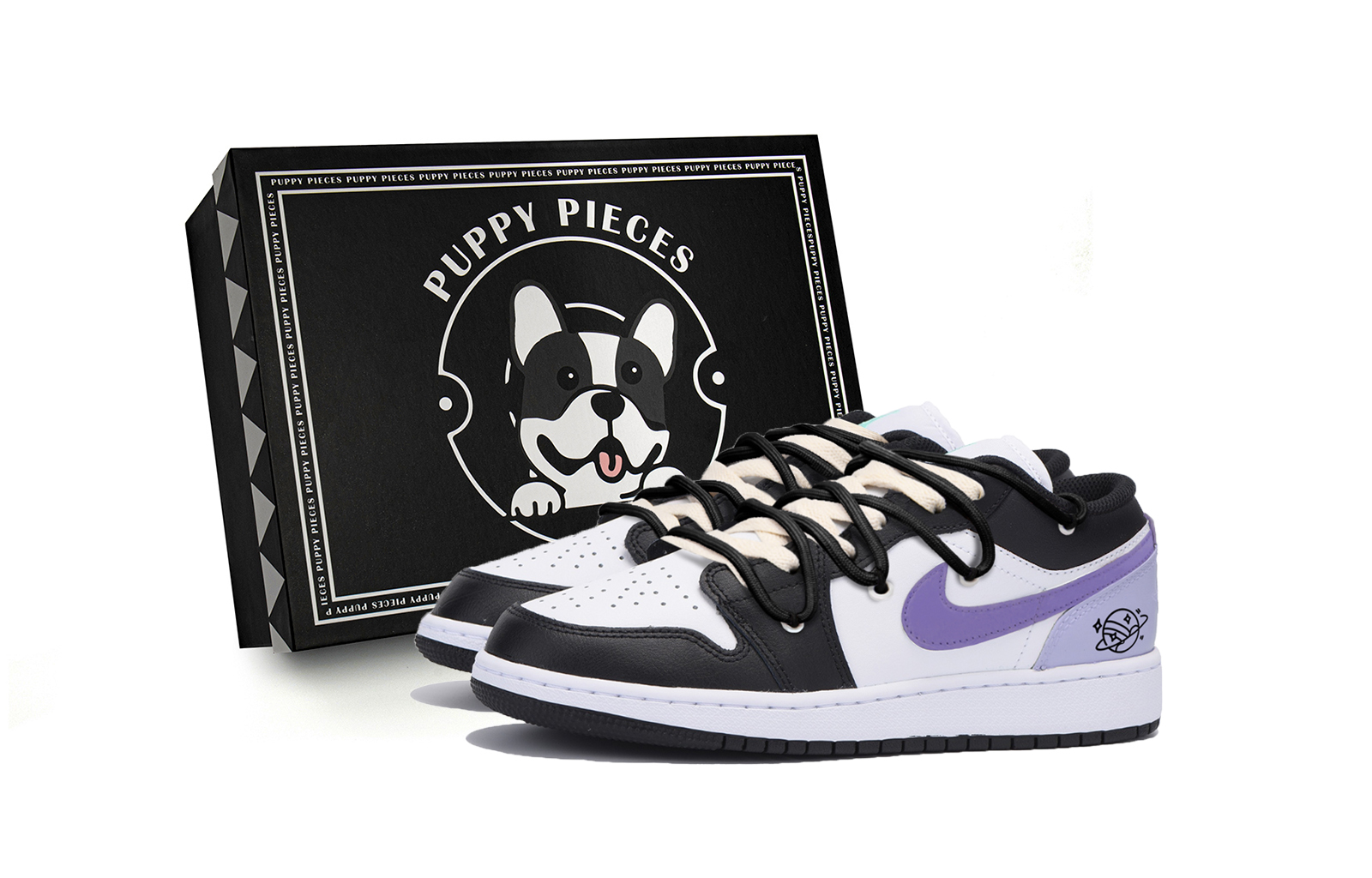 Jordan Air Jordan 1 Abrasion Resistant Slip Resistant Low top Vintage Basketball Shoes Men’s Black White Purple