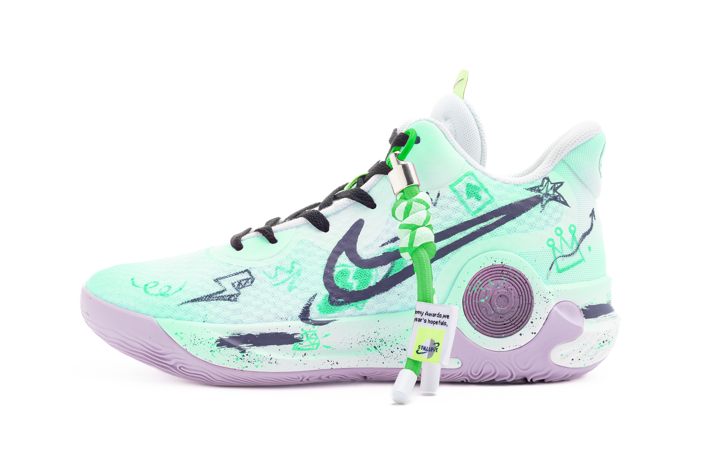 Nike KD Trey 5 IX Hand Drawn Graffiti Slip Resistant Abrasion Resistant Mid top Vintage Basketball Shoes Men’s Green