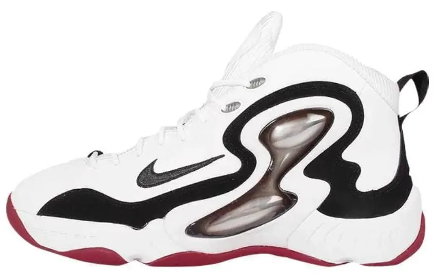 Nike Zoom Hawk Flight Cushioning Abrasion Resistant Mid top Basketball Shoes Unisex White Black Red