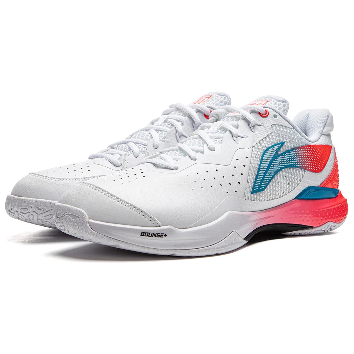Li Ning Lightweight Rebound Low top Badminton Shoes Unisex White Red