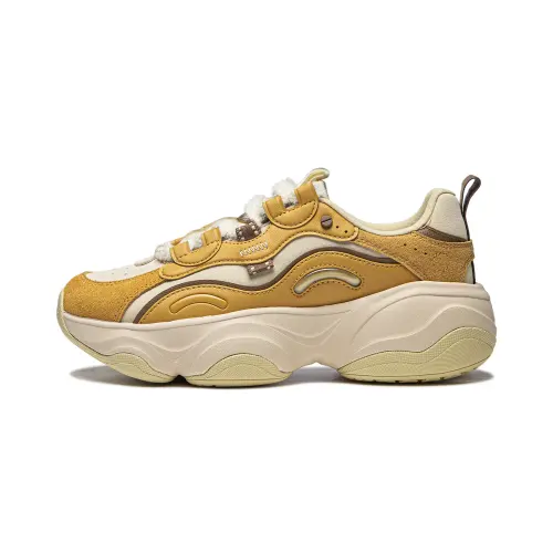 Li Ning Honey V2 Slip Resistant Abrasion Resistant Low top Chunky Sneakers Women's Yellow Beige