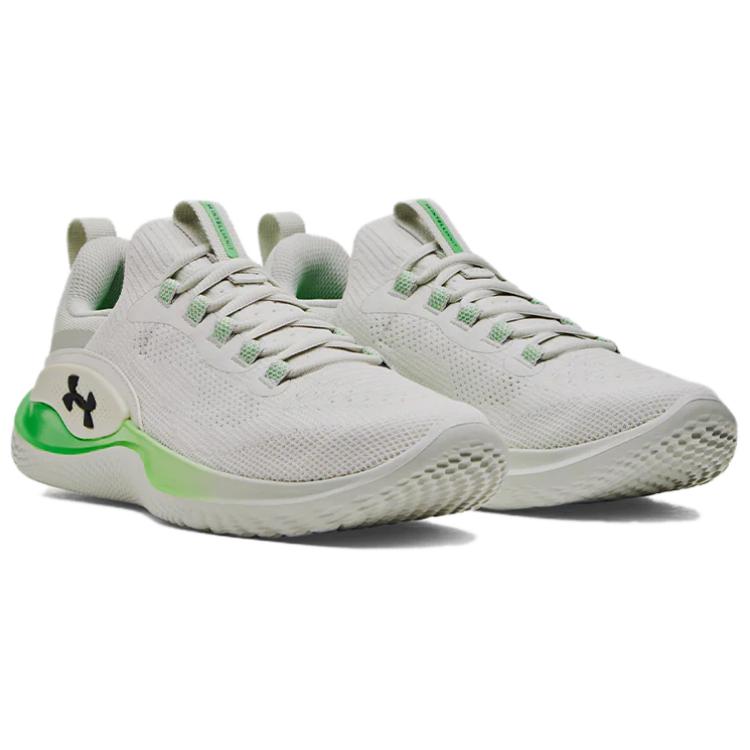 Under Armour Cushioning Slip Resistant Abrasion Resistant Low top Training Shoes Men’s White Green