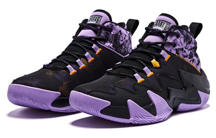 QIAODAN Broken Shadow 2.0 Slip Resistant Abrasion Resistant High top Basketball Shoes Men's Black Purple
