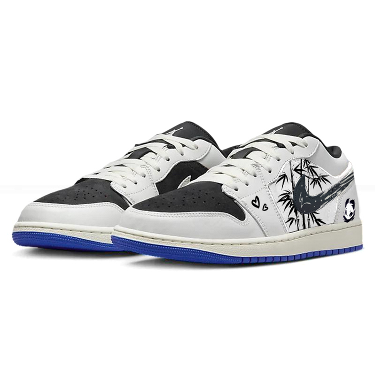 Jordan Air Jordan 1 Cushioning Slip Resistant Abrasion Resistant Low top Vintage Basketball Shoes Men’s Black White