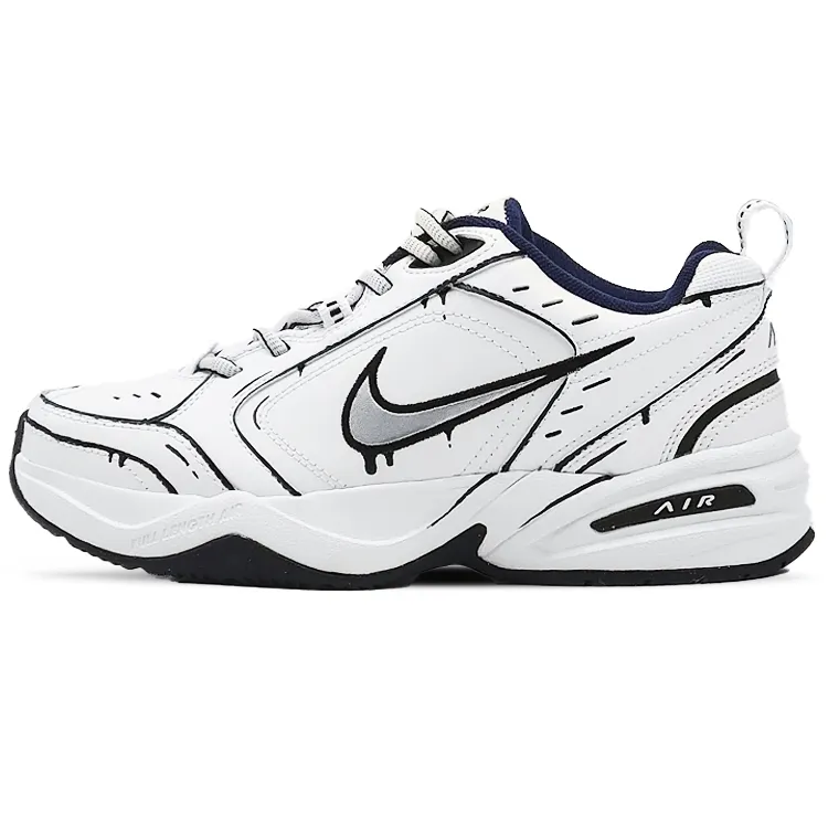 Nike Air Monarch 4 Ink Slip Resistant, Abrasion Resistant, Height Increasing Low top Chunky Sneakers Unisex Black White