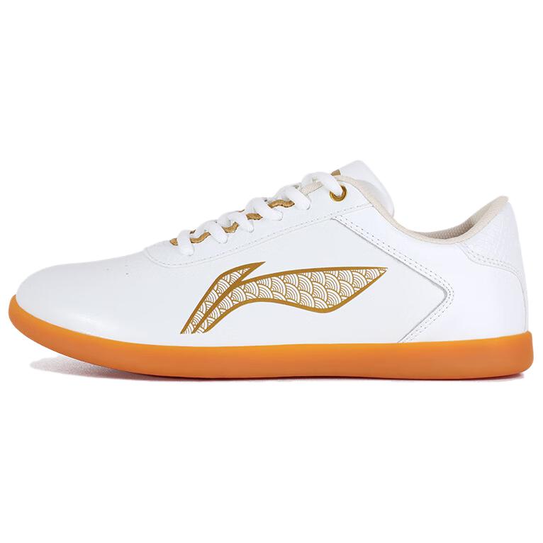 Li Ning Tai Chi Slip Resistant Abrasion Resistant Low top Training Shoes Unisex White Gold