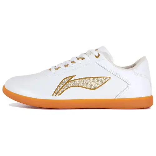Li Ning Tai Chi Slip Resistant Abrasion Resistant Low top Training Shoes Unisex White Gold