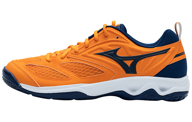 Mizuno Dynablitz shock-absorbing, non-slip, wear-resistant, low-top volleyball shoes, same style for men and women, orange and dark blue