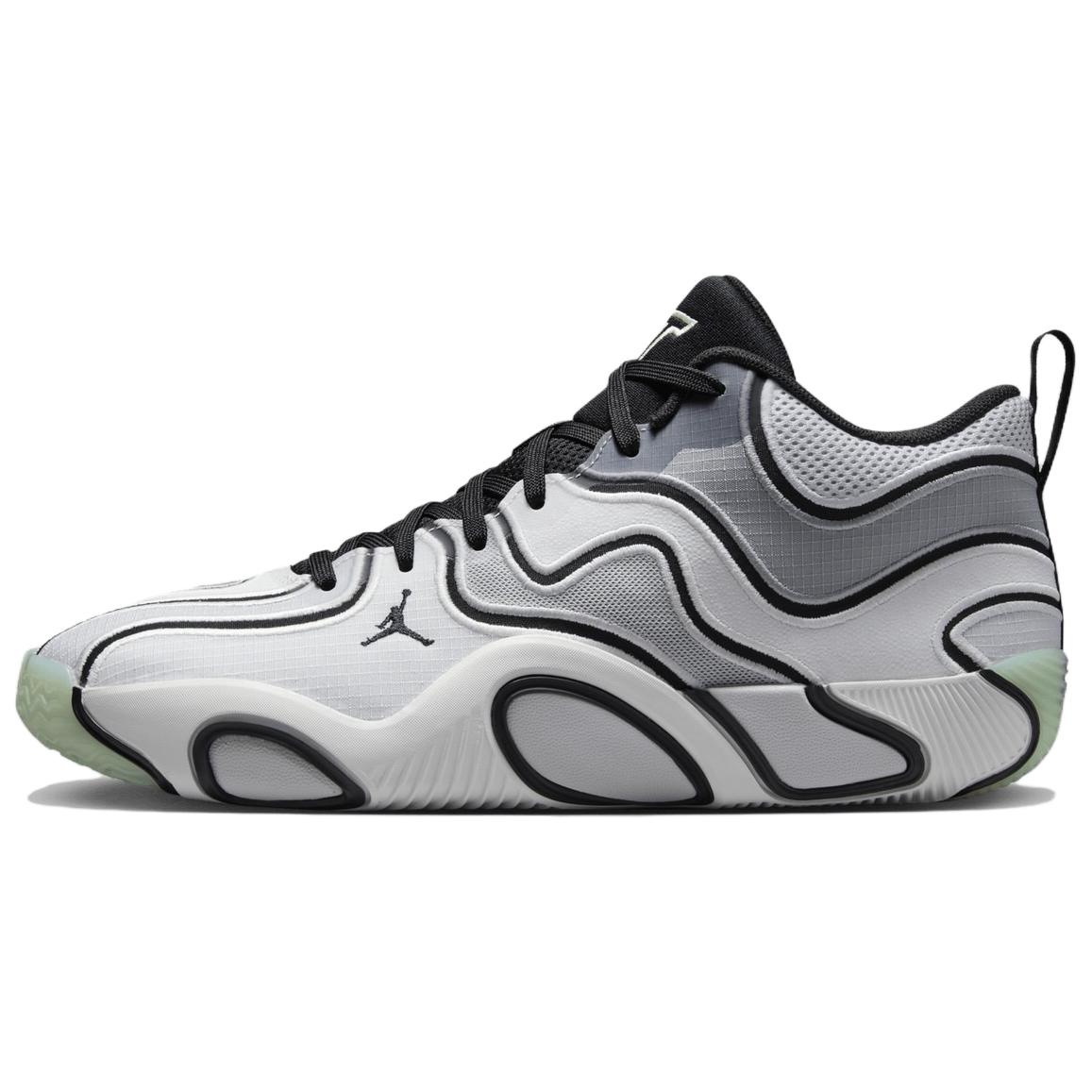 Jordan Tatum 3 Slip Resistant Abrasion Resistant Mid top Basketball Shoes Unisex White Gray