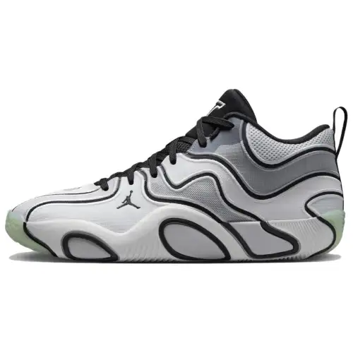 Jordan Tatum 3 Slip Resistant Abrasion Resistant Mid top Basketball Shoes Unisex White Gray