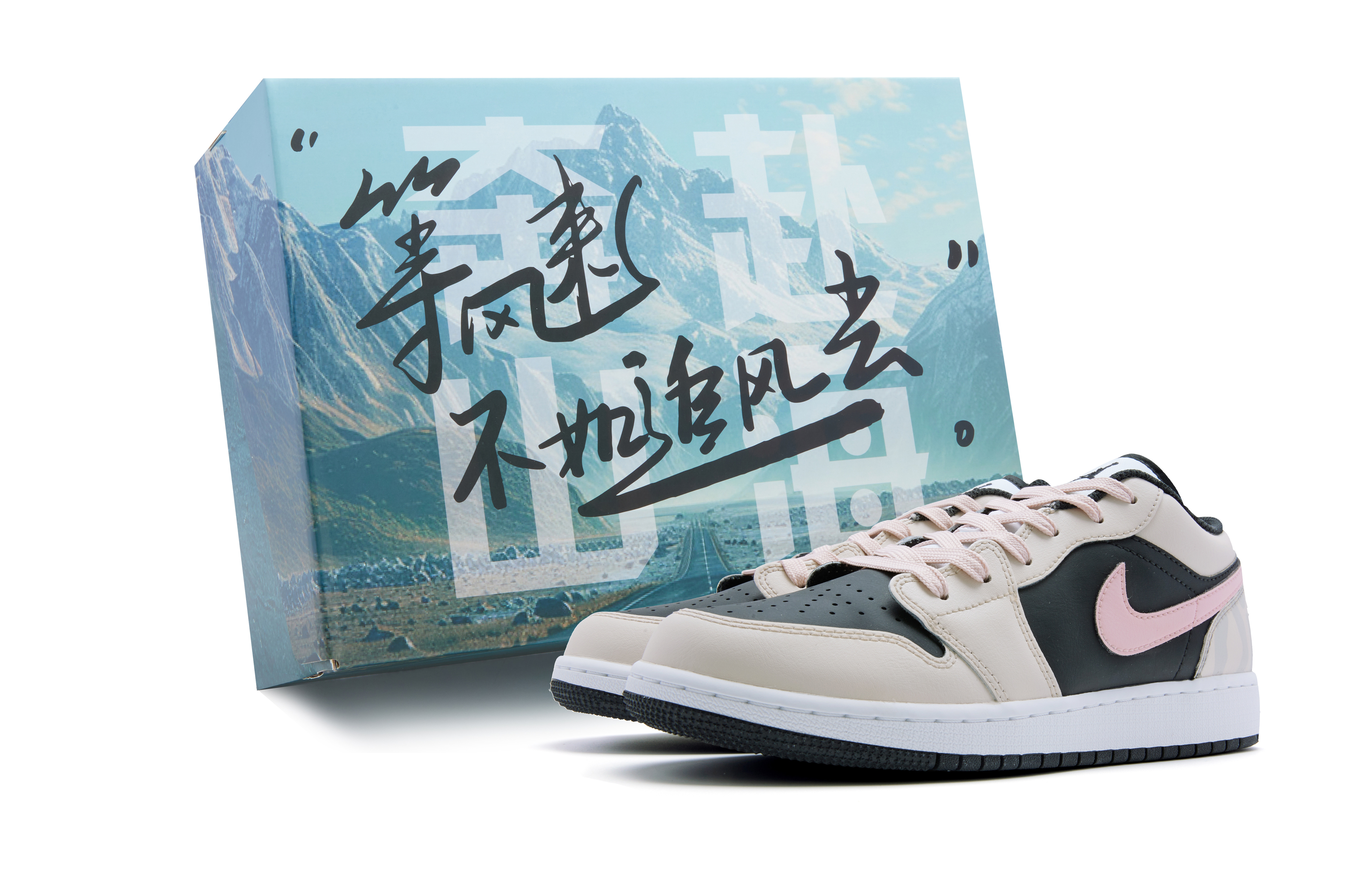 Jordan Air Jordan 1 Cushioning, Wear Resistant Low top Vintage Basketball Shoes Men’s Black Pink Yellow