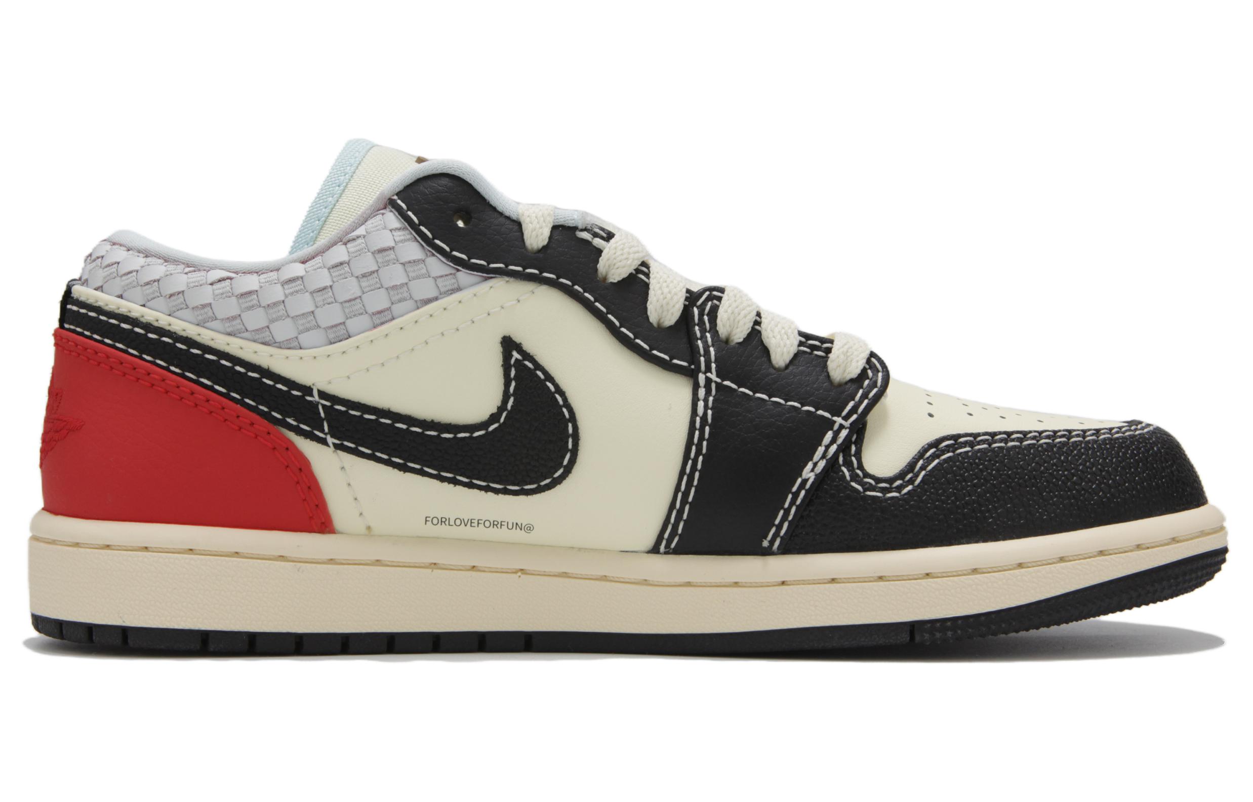 Jordan Air Jordan 1 Cushioning Slip Resistant Abrasion Resistant Low top Vintage Basketball Shoes Men’s Red