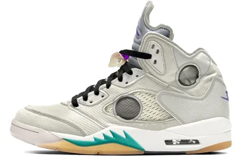 OFF WHITE x Jordan Air Jordan 5 High top Vintage Basketball Shoes Unisex White