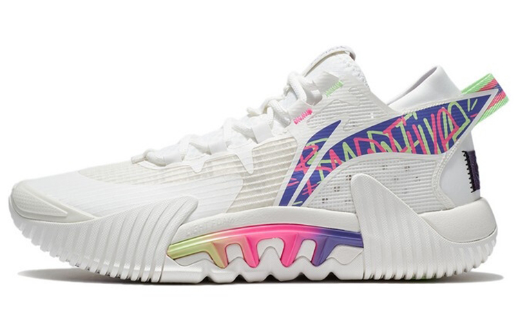 Подкладка Li Ning Anti-Friends 2 Низкие солдаты никогда не устают от мошенничества практической боевой ткани Синтетическая кожа t кожзаменитель Отскок, низкий топ, баскетбольная обувь мужской стиль рис белый