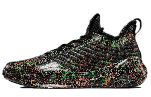 ANTA KT6 Basketball Shoes Men's High Top Black Multicolor Ink Splatter
