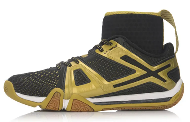 Li Ning Cushioning Rebound High top Badminton Shoes Unisex Bright Gold